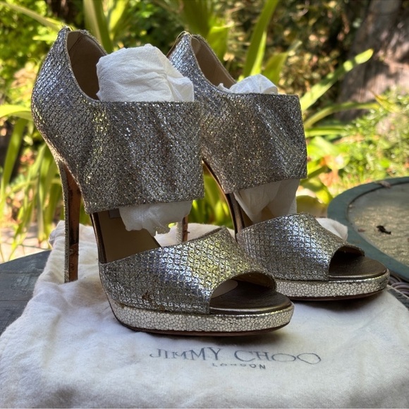 Jimmy choo private glitter ankle cuff sandal heels - Picture 2 of 7